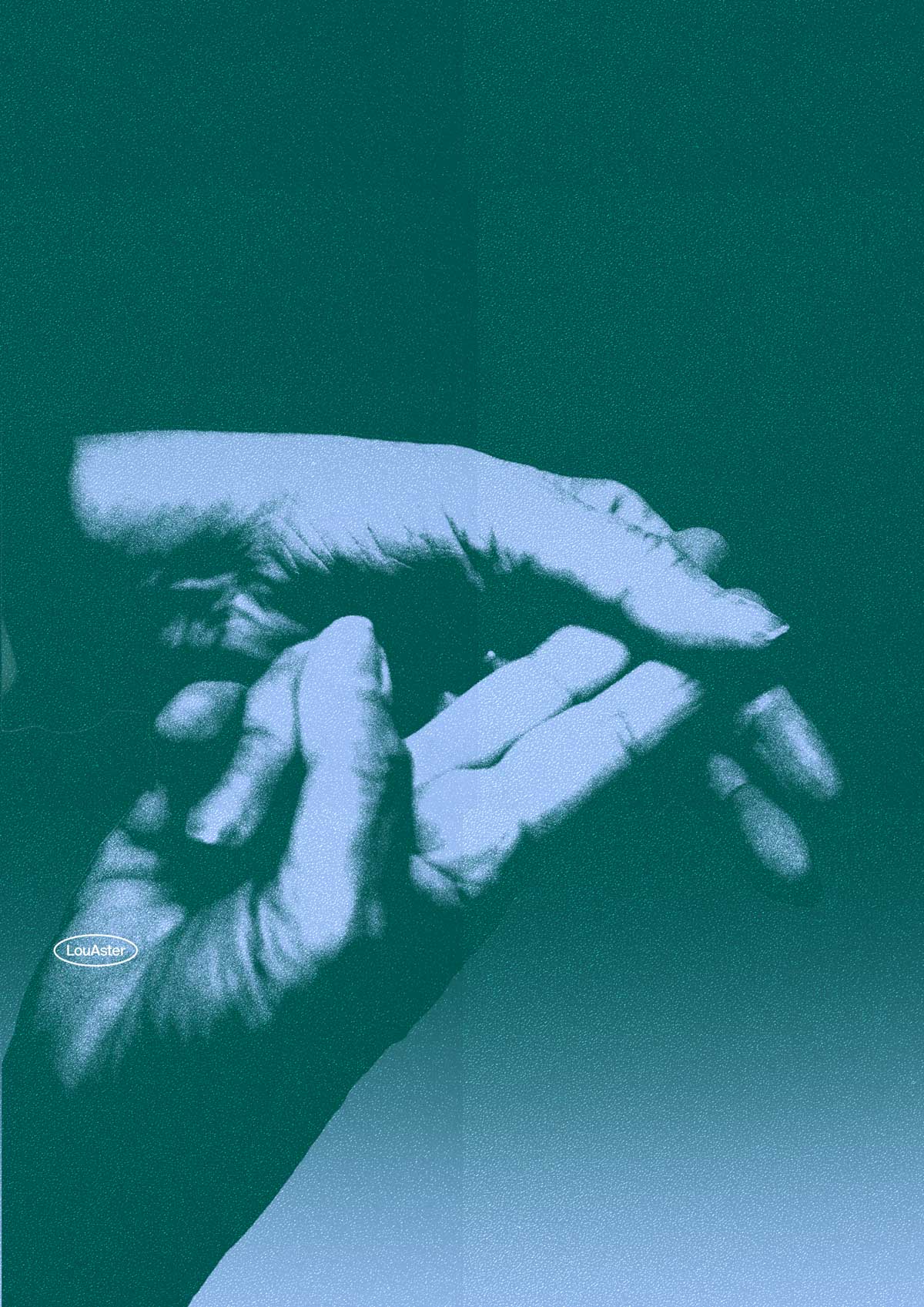 Manos en gesto de Tensegridad sobre fondo verde